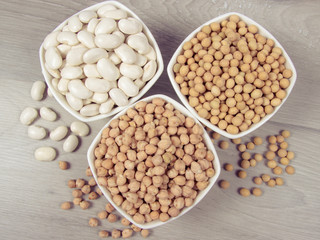 Vegetable protein, legume seeds. Conception of healthy eating.