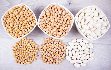 Vegetable protein, legume seeds. Conception of healthy eating.