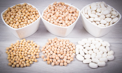 Vegetable protein, legume seeds. Conception of healthy eating.