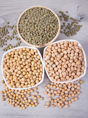 Vegetable protein, legume seeds. Conception of healthy eating.