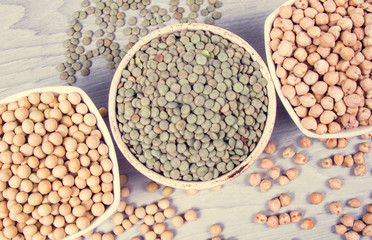 Vegetable protein, legume seeds. Conception of healthy eating.