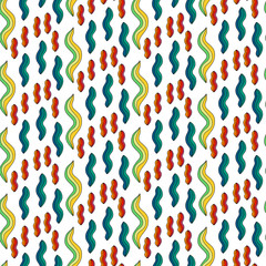 Colorful waves hand drawn seamless pattern in different forms