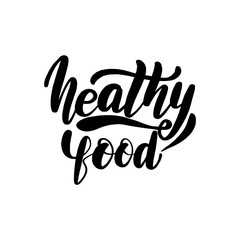 Healthy food lettering greeting card.
