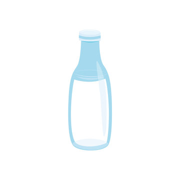 Vector milk bottle icon. Natural eco drink for dieting, healthy lifestyle. Dairy product full of proteins and vitamins. Beverage plastic or glass container. Isolated illustration