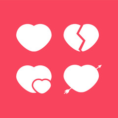 Heart love emoji. Broken heart, arrow and star. Happy Valentines Day lettering greeting card