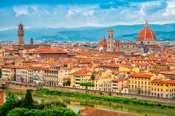 Foto auf Leinwand Panorama of Florence and Saint Mary of the Flower in Florence, Tuscany, Italy. Florence cityscape. Florence architecture and landmark. © Vladimir Sazonov