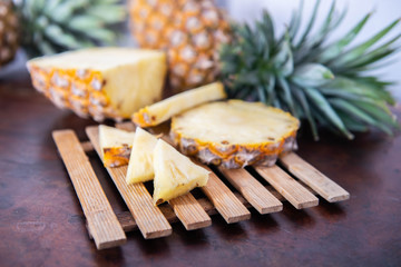 pineapple on the wooden texture background 