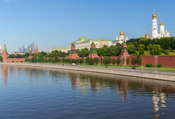 Fototapeta na wymiar Moscow Kremlin with reflection in Moscow river