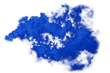 Blue smoke bomb isolated on white background
