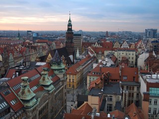 Fototapeta na wymiar View from Above of Wroclaw Market Square, Poland