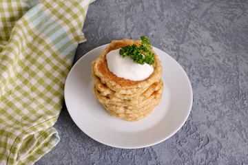 Zucchini lentils oats parsley fritters.