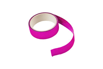 One violet adhesive paper tape for for holiday packaging or repair isolated on white background