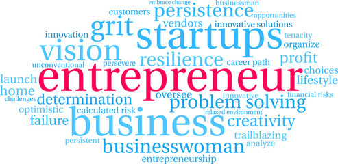 Entrepreneur Word Cloud on a white background. 