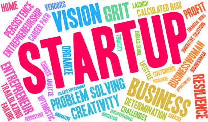 Startup Word Cloud on a white background. 