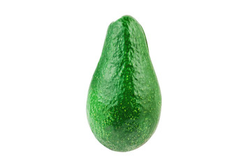 Green whole fresh raw avocado isolated on white background. Clipping Path - Image