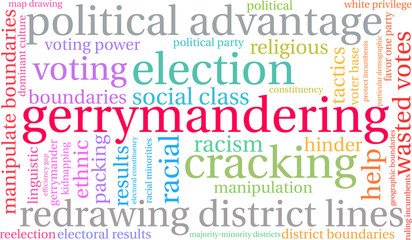 Obraz premium Gerrymandering Word Cloud on a white background. 