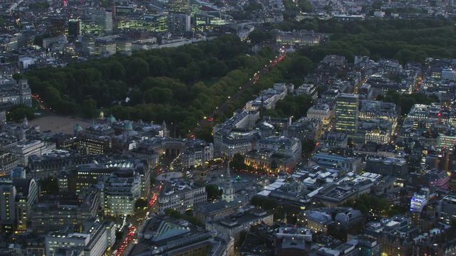 Aerial Sunset View Buckingham Palace And London Cityscape