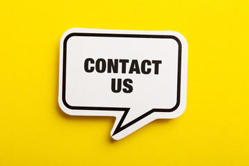 Contact Speech Bubble Isolated On Yellow
