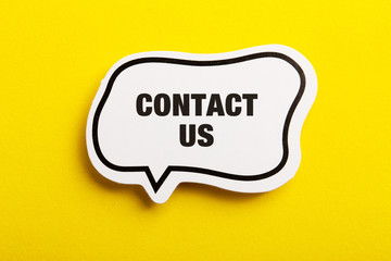 Contact Speech Bubble Isolated On Yellow