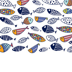 Cute fish. Cute vector postcard.