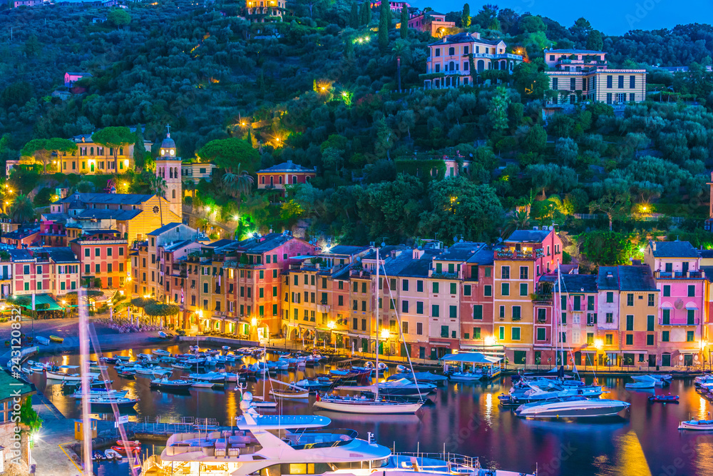 Sticker picturesque fishing village portofino, liguria, italy