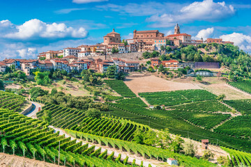 View of La Morra in the Province of Cuneo, Piedmont, Italy