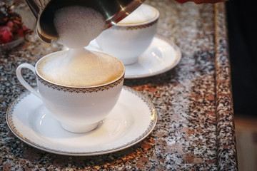 Flat White Coffee preparation at home