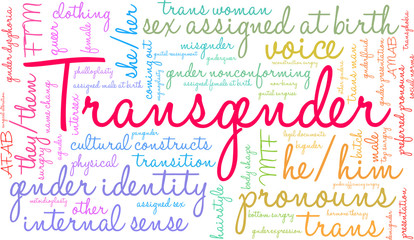 Transgender Word Cloud on a white background. 