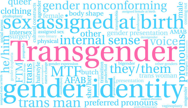 Transgender Word Cloud on a white background. 