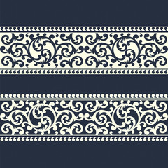seamless vector border template with floral ornament. seamless template in the swatch pane - 243122232
