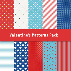 Set of Geometric Seamless Patterns with Polka Dot, Diagonal Stripe and Chevron in Pink, Yellow, Turquoise, Blue and White. Perfect for wallpaper, textile, Easter, Valentine, birthday and wedding cards