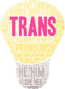 Trans Word Cloud on a white background. 
