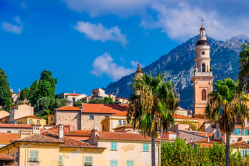 Old town architecture of Menton on French Riviera