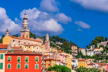 Fototapeta premium Old town architecture of Menton on French Riviera