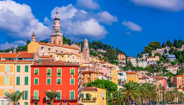 Old town architecture of Menton on French Riviera