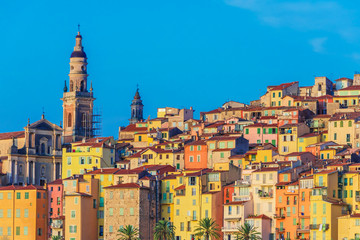 Old town architecture of Menton on French Riviera