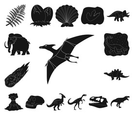 Different dinosaurs black icons in set collection for design. Prehistoric animal vector symbol stock web illustration.