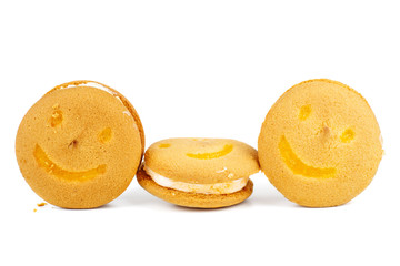 Smiling butter cookies isolated on white background