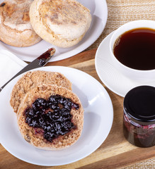 English Muffin Spread With Blueberry Jam