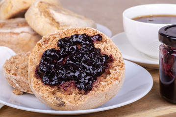 English Muffin Spread With Blueberry Jam