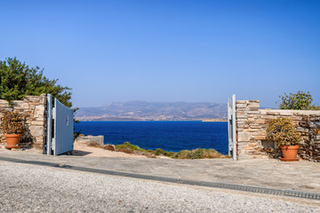 Fototapeta na wymiar Beautiful nature of Antiparos island of Greece with crystal blue water and amazing views