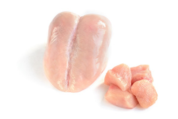 Raw chicken breast isolated on white background.