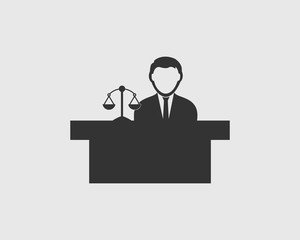 Male Judge Icon with balance symbol 