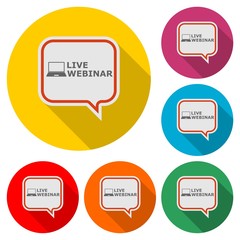 Live Webinar sign icon or logo, color set  with long shadow