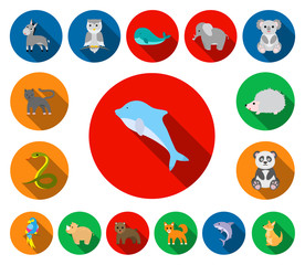 An unrealistic animal flat icons in set collection for design. Toy animals vector symbol stock web illustration.