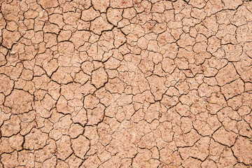 Dry cracked earth, The desert background. The global shortage of water on the planet. Deep cracks in the brown land as a symbol of hot climate and drought.