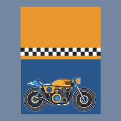 motorcycle cafe race tshirt print illustration - Vector