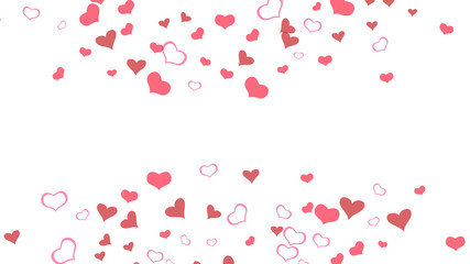 Design element for wallpaper, textiles, packaging, printing, holiday invitation for Valentine's Day. Red on White background Vector. Red hearts of confetti are falling. Stylish background.