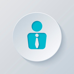 business man icon. Cut circle with gray and blue layers. Paper s