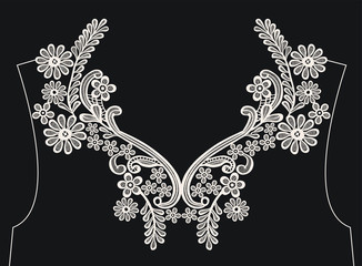 Neck embroidery, lace print in vector. - 243128211